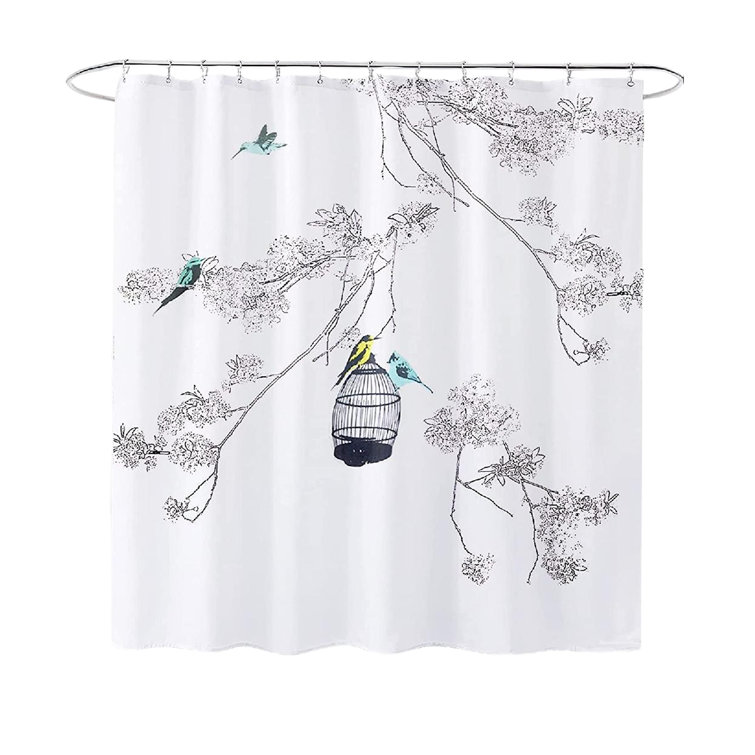 Winston Porter Hideki 13 Piece Floral Shower Curtain Set + Hooks Wayfair